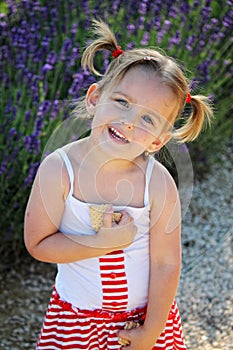 Smiling girl with plaits