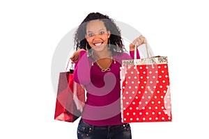 Smiling girl with shopping bags