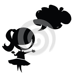 Smiling girl with speech bubble1black