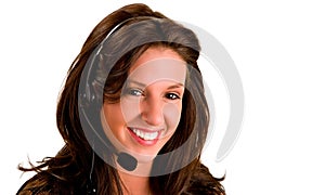 Smiling Girl Wearing Headset