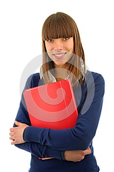 Smiling girl wiht a book