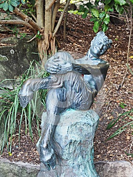 Smiling Goat Man Bronze Statue, Royal Botanic Gardens, Sydney, Australia