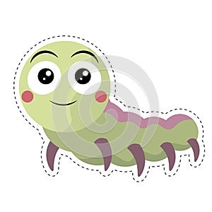 Smiling green caterpillar bug. Vector