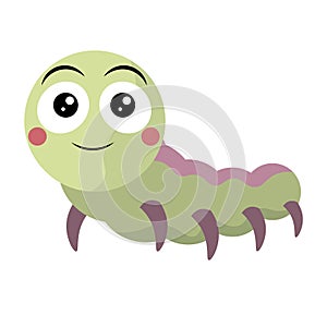 Smiling green caterpillar bug. Vector