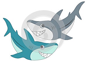 Smiling green and gray shark in the set