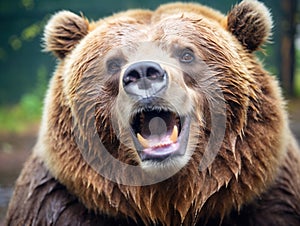 Smiling Grizzly Bear (captive setting)