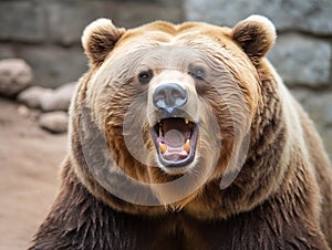 Smiling Grizzly Bear (captive setting)