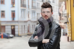 Smiling guy outdoors