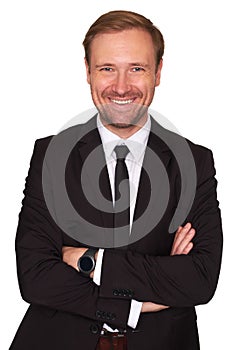 Smiling handsome businessman isolated