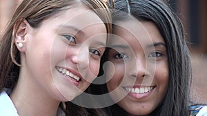 Smiling And Happy Faces Of Female Teens