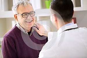 Smiling happy patient visit doctor