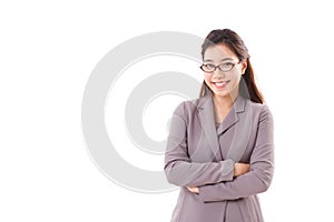 Smiling, happy, positive business woman with eyeglasses