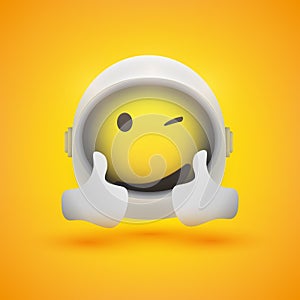 Smiling Happy Satisfied Spaceman Emoji in Space Suit with Helmet On Showing Double Thumbs Up