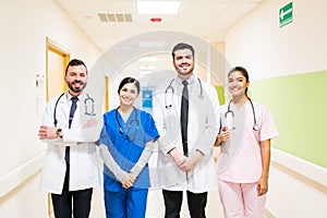 Smiling Healthcare Workers At Hospital