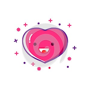 Smiling heart outline icon, modern flat design style. Love thin line symbol, vector illustration