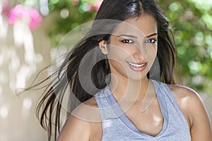 Smiling Indian Asian Woman Girl in Health & Fitness Clothing