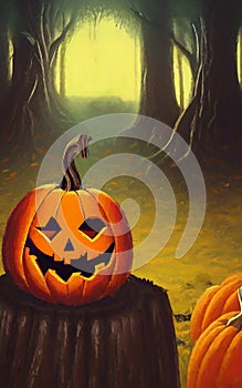 Smiling Jack o`lantern - Halloween landcsape