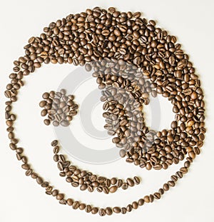 Smiling jin jang face of coffe beans