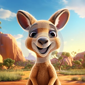 Smiling Kangaroo In Cartoonish Cinema4d Style