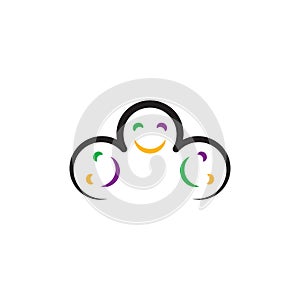 smiling kids faces kindergarten logo vector icon