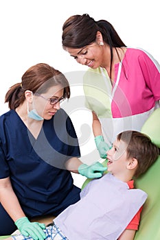Smiling or laughing child in dental office