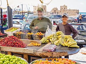 Smiling Lebanese greengrocers