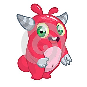 Smiling little baby monster cartoon. Halloween illustration.