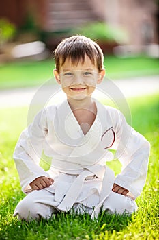 Smiling little boy in kimono