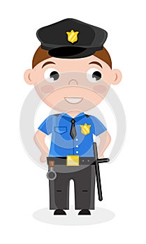 Smiling little boy in policeman uniform