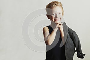 Smiling little boy.stylish haircut. fashion children.funny child