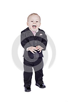 Smiling little man in classic suit