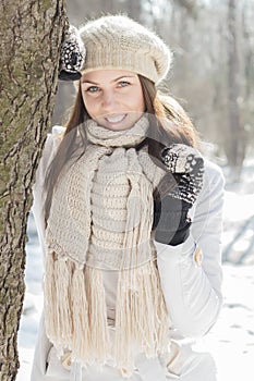 Smiling Lovely Young Woman Winter Portrait