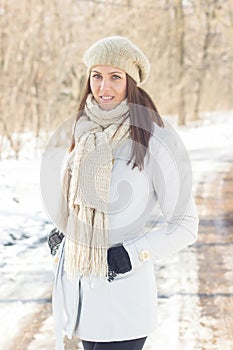 Smiling Lovely Young Woman Winter Portrait