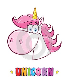 Smiling Magic Unicorn Head Classic Cartoon Character