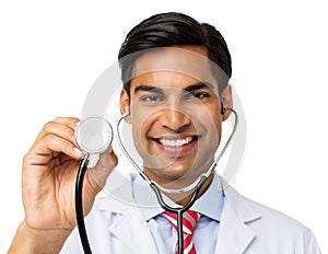 Smiling Male Doctor Holding Stethoscope