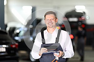 Smiling male in workshop