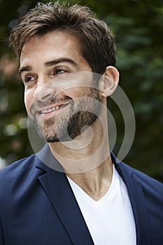 Smiling man with beard