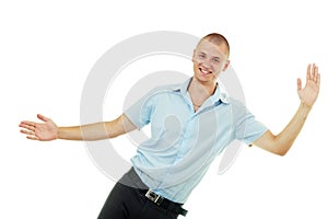 Smiling man bragging