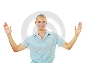 Smiling man bragging