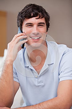 Smiling man on the cellphone