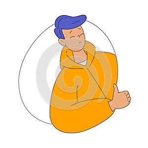 Smiling Man Character Looking Out of Shape Showing Thumb Up Vector Illustration