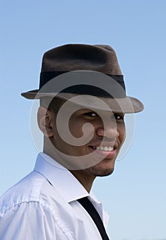 Smiling man in fedora photo