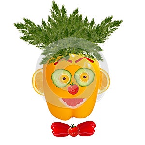 Smiling man portrait made of vegetables
