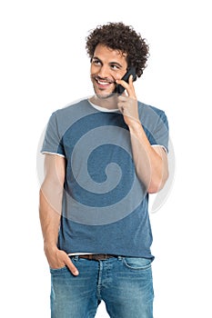 Smiling Man Talking On Cellphone