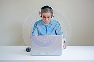 Smiling man wearing headphone