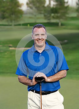 Smiling Mature Golfer