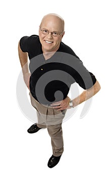 Smiling Mature Man on White Background