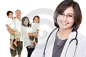 Smiling medical doctor. family healthcare concept