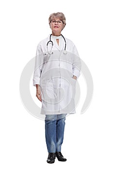 Smiling medical doctor woman with stethoscope