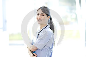 Smiling medical female with stethoscope